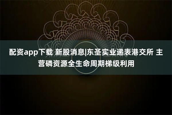 配资app下载 新股消息|东圣实业递表港交所 主营磷资源全生命周期梯级利用